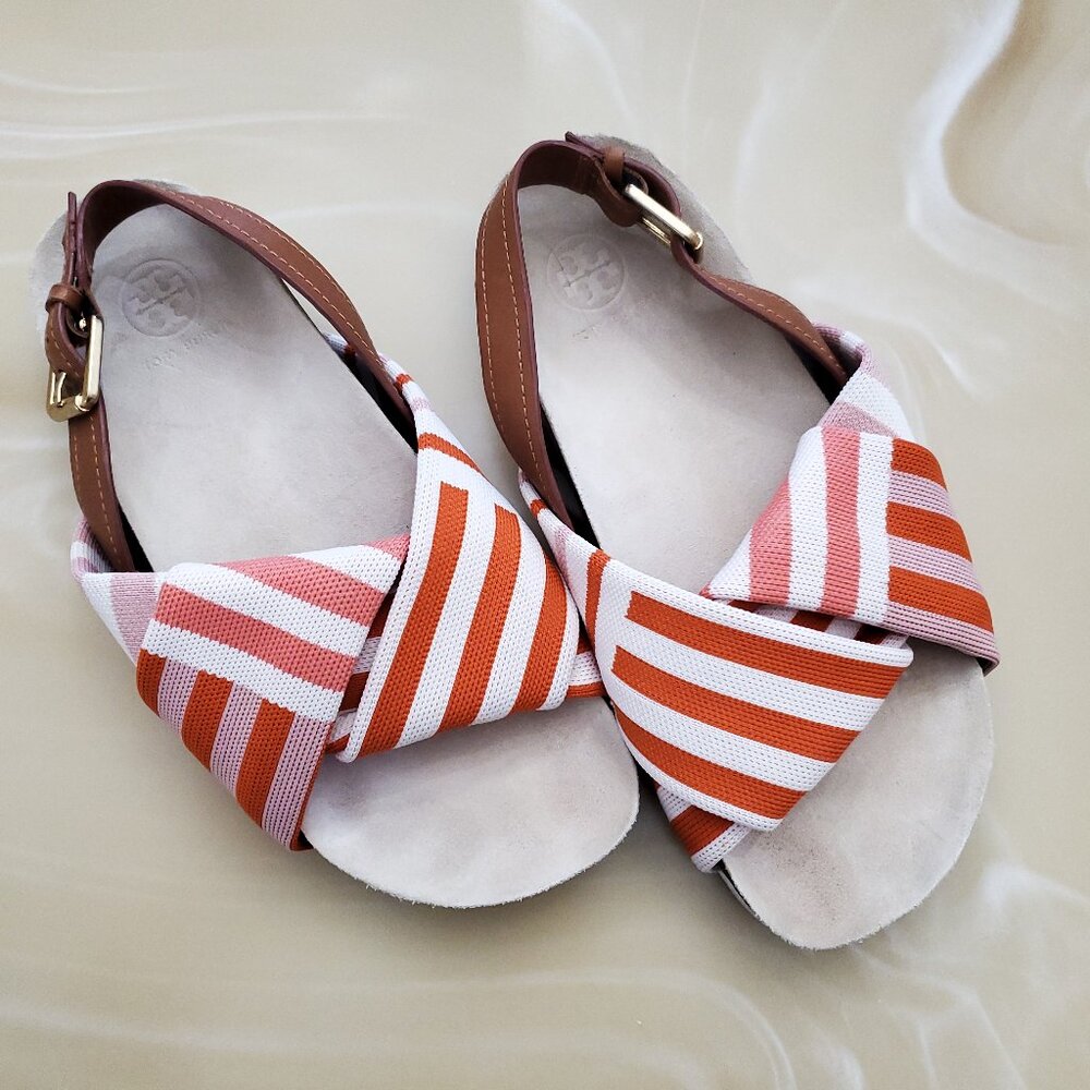 Tory Burch Corey Multi Patchwork Stripe Flatform … - image 2